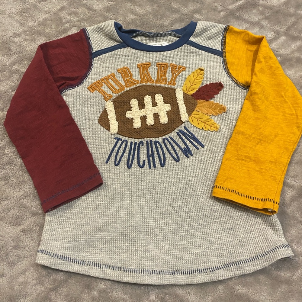 Mud Pie Turkey Touchdown Kids Shirt - Fall Colors
